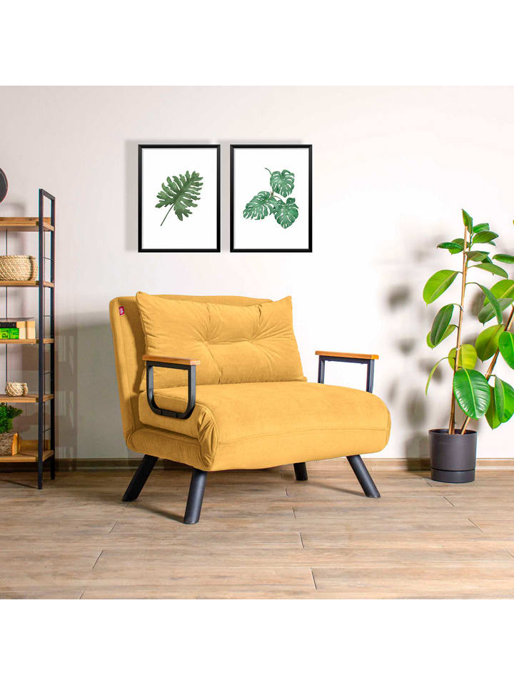 Evila Fotel "Sando" w kolorze musztardowym z funkcją leżanki - 60 x 78 x 78 cm rozmiar: onesize
