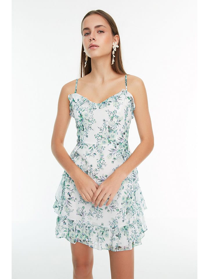 trendyol Sukienka w kolorze biało-miętowym rozmiar: 36