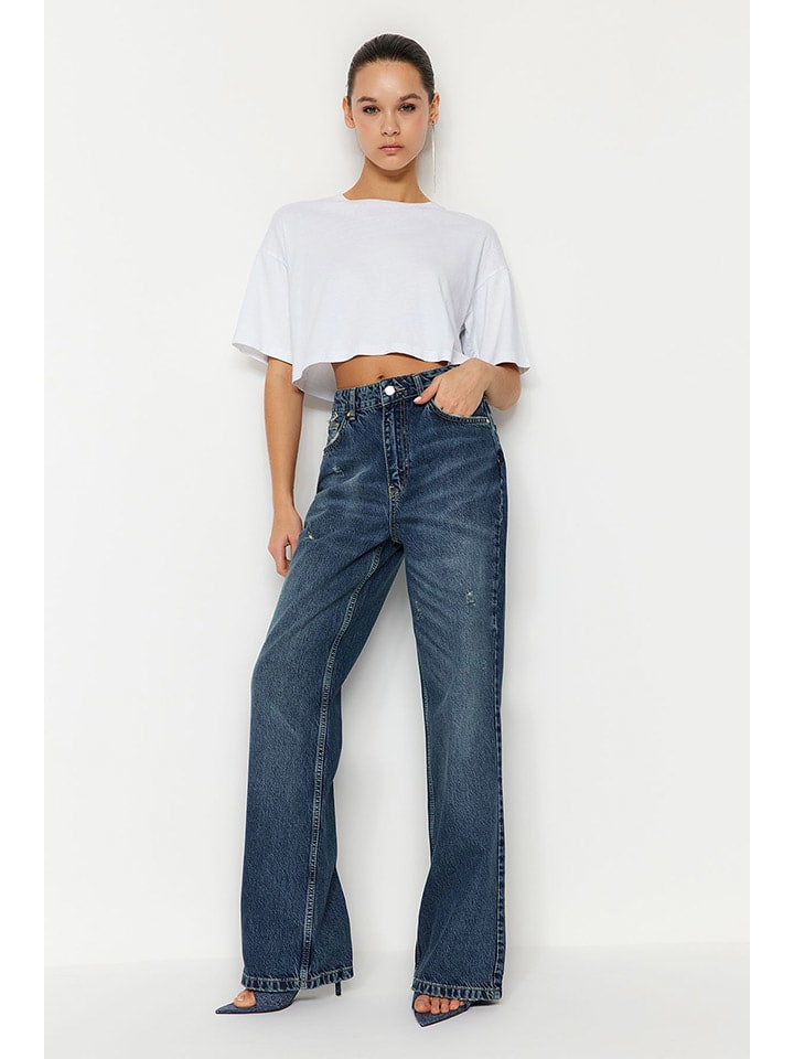 trendyol Dżinsy - Comfort fit - w kolorze niebieskim rozmiar: 40