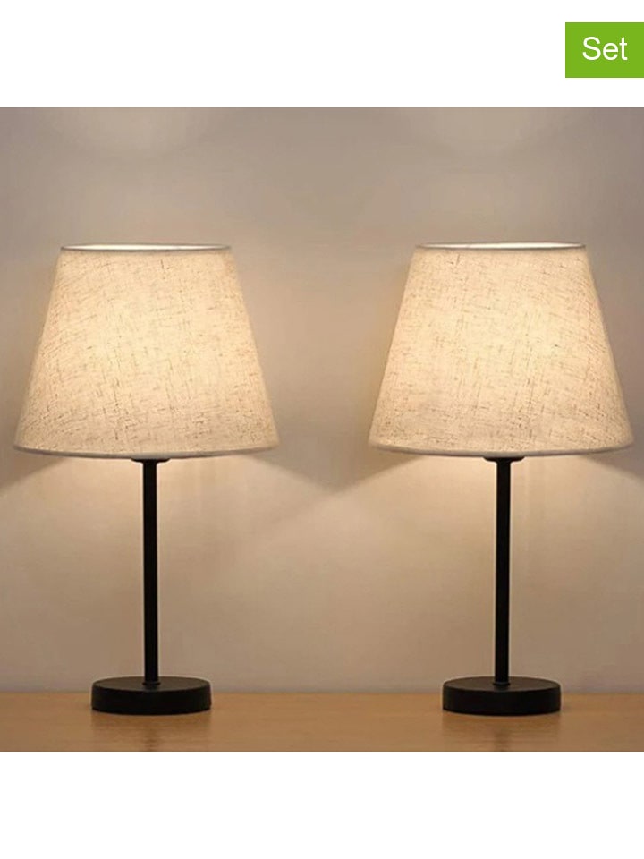 Opviq Lampy stołowe (2 szt.) w kolorze kremowo-czarnym - wys. 36 x Ø 22 cm rozmiar: onesize