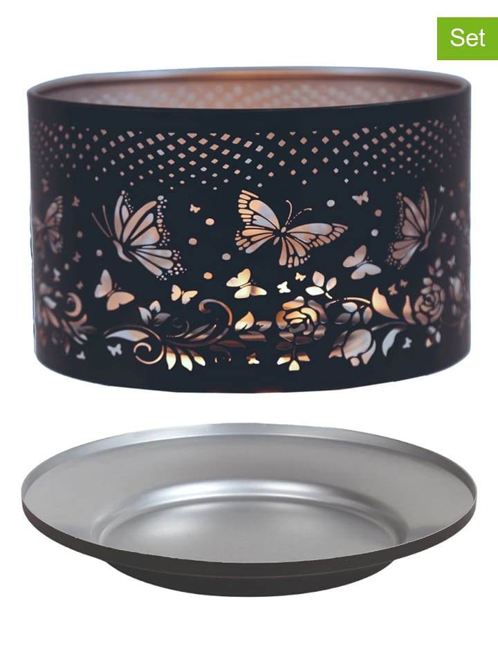 Woodbridge 2-częściowy zestaw "Butterfly" w kolorze srebrno-czarnym - Ø 15 cm rozmiar: onesize
