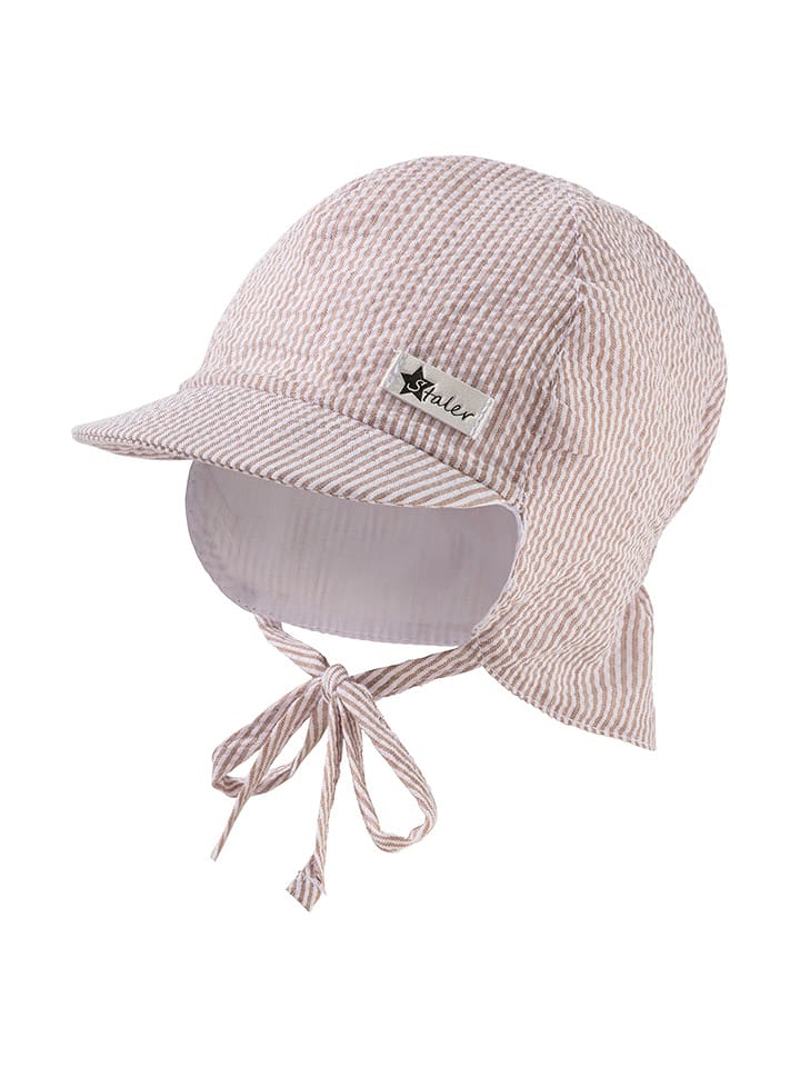 Sterntaler Czapka w kolorze beżowym z osłoną karku rozmiar: 47 cm