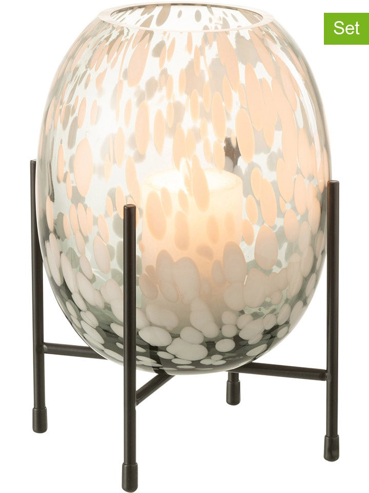 J Line 2-częściowy zestaw w kolorze srebrno-czarnym - wys. 22 x Ø 14 cm rozmiar: onesize