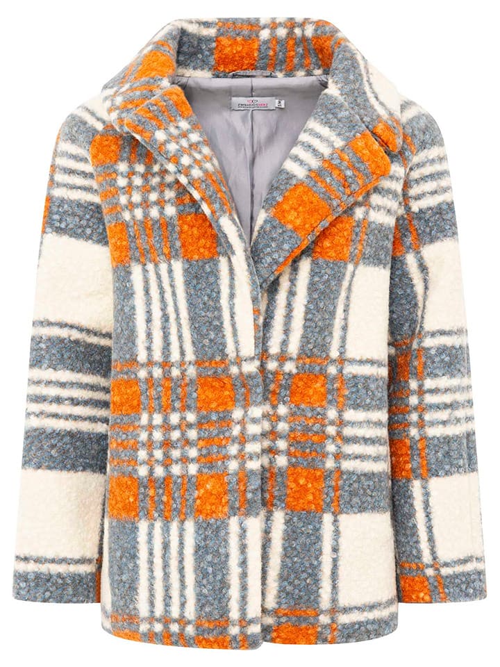 Zwillingsherz Płaszcz przejściowy w kolorze kremowo-szaroniebiesko-pomarańczowym rozmiar: S/M