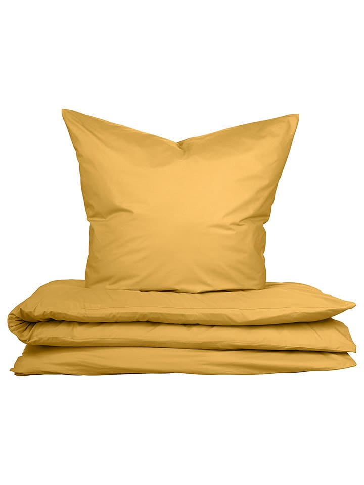 UNCOVER BY SCHIESSER Komplet pościeli renforcé "Soho" w kolorze musztardowym rozmiar: 135x200 cm