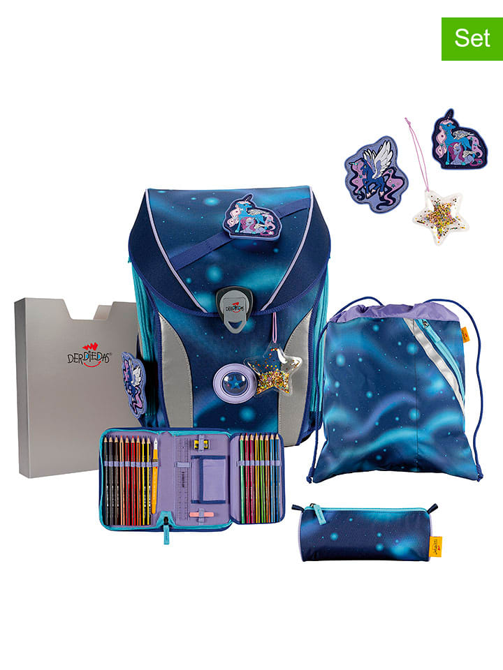 DerDieDas 5-częściowy zestaw szkolny " ErgoFlex Max - Luna" w kolorze granatowym rozmiar: onesize