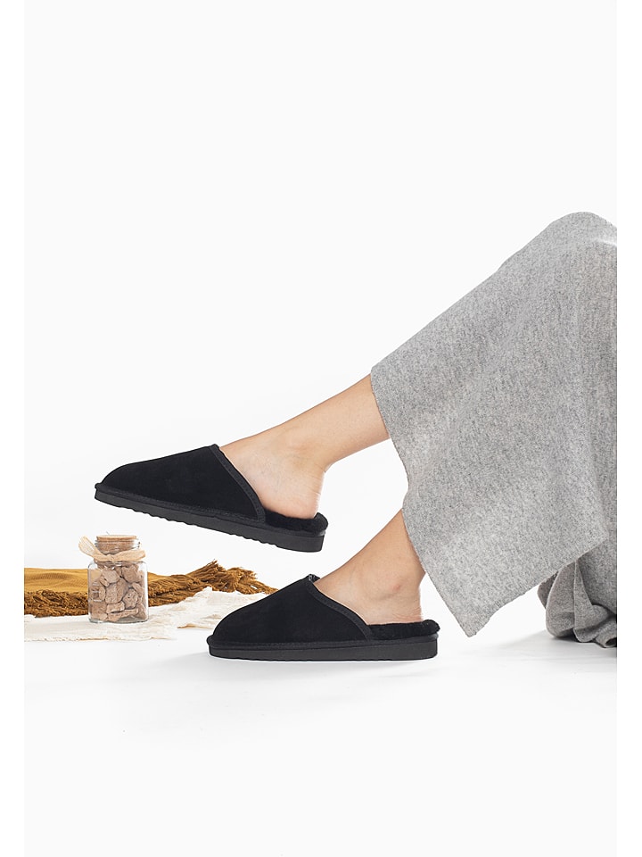 Gooce Wełniane kapcie "Emeralda" w kolorze czarnym rozmiar: 38