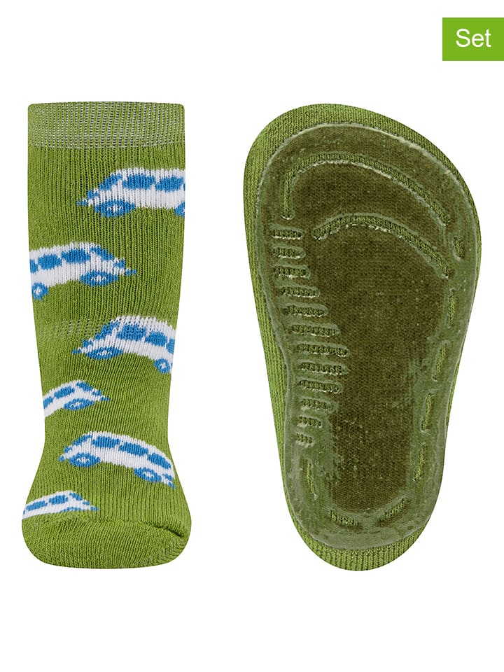 ewers Skarpety antypoślizgowe (2 pary) "SoftStep Bus" w kolorze zielonym rozmiar: 19/20