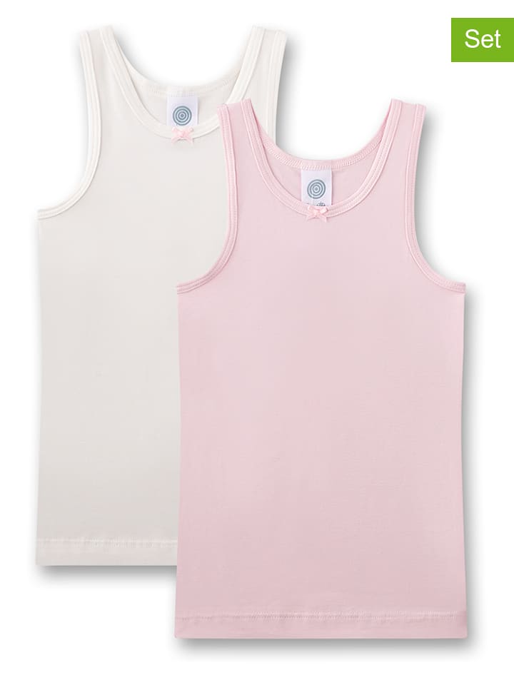 Sanetta Podkoszulki (2 szt.) w kolorze białym i jasnoróżowym rozmiar: 140