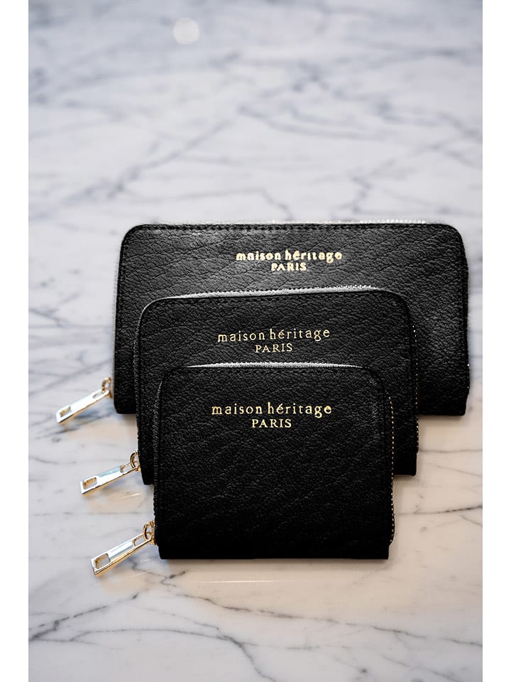 maison héritage PARIS Skórzany portfel "Mini Moni Box" w kolorze czarnym - 20 x 11 cm rozmiar: onesize