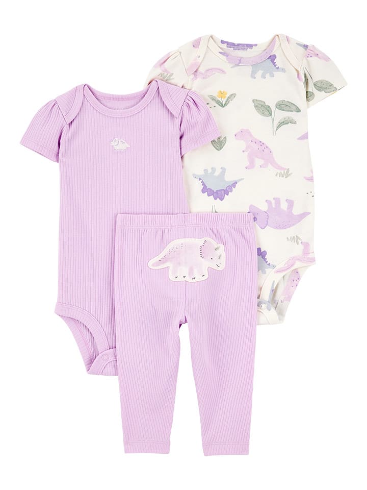 carter's 3-częściowy zestaw w kolorze fioletowo-białym rozmiar: 80