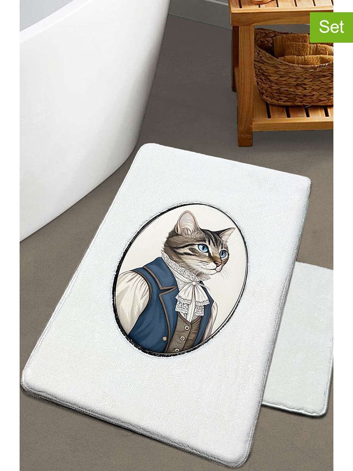 Elizabed Dywaniki łazienkowe (2 szt.) "Modcat" w kolorze kremowym rozmiar: onesize