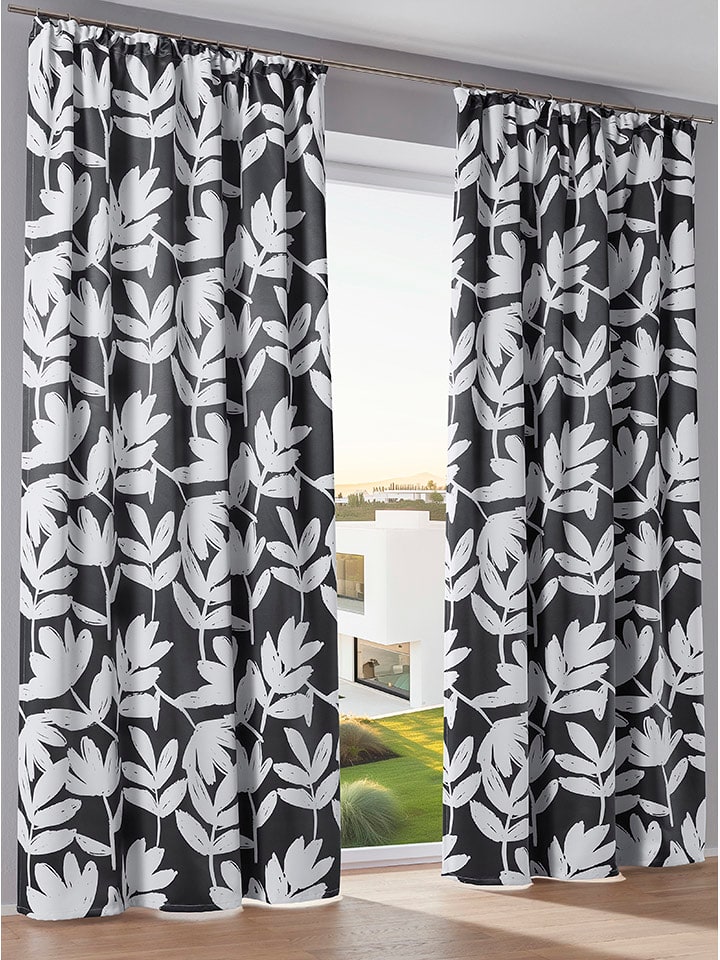 heine home Zasłona zaciemniająca w kolorze czarno-białym rozmiar: 145x135 cm