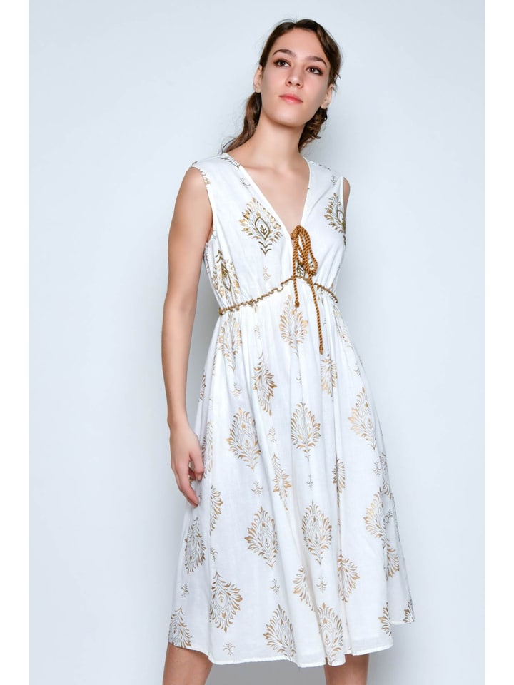 Tarifa Sukienka w kolorze biało-karmelowym rozmiar: M