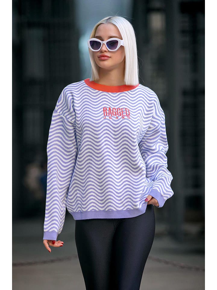 MADMEXT Sweter w kolorze lawendowo-białym rozmiar: M