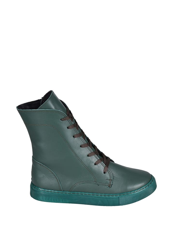 Noosy Skórzane botki w kolorze ciemnozielonym rozmiar: 40