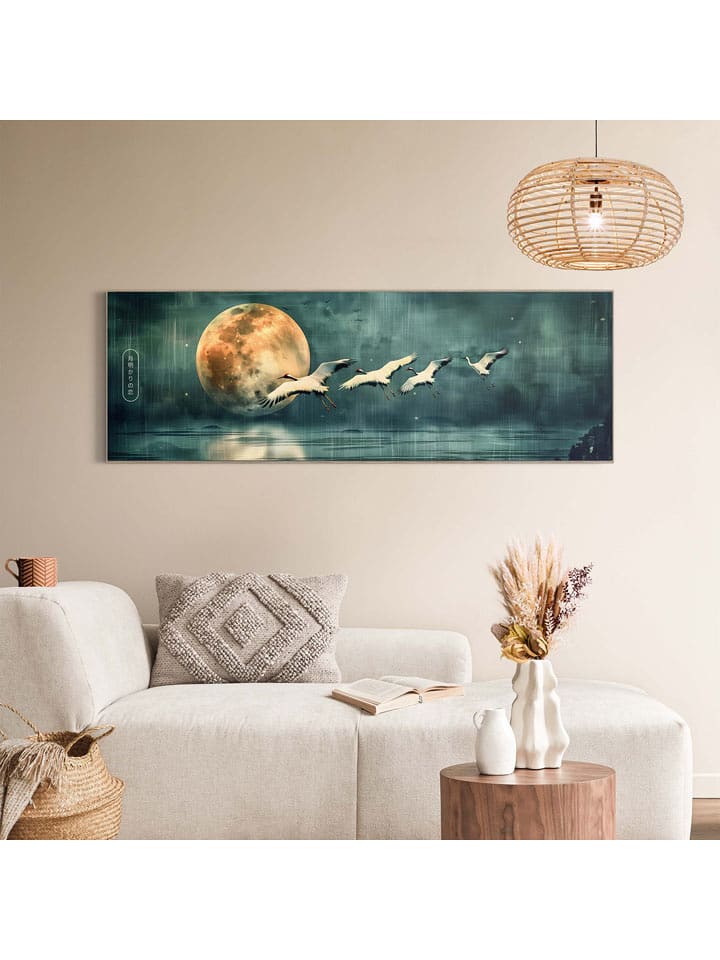 Orangewallz Druk "Cranes at Night" na płótnie w ramce rozmiar: 40x120 cm