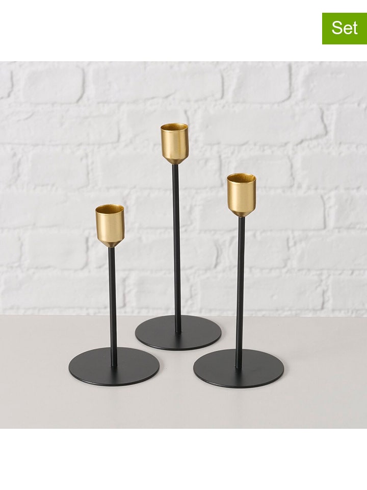 Boltze Świeczniki (3 szt.) "Cosima" w kolorze złoto-czarnym rozmiar: onesize