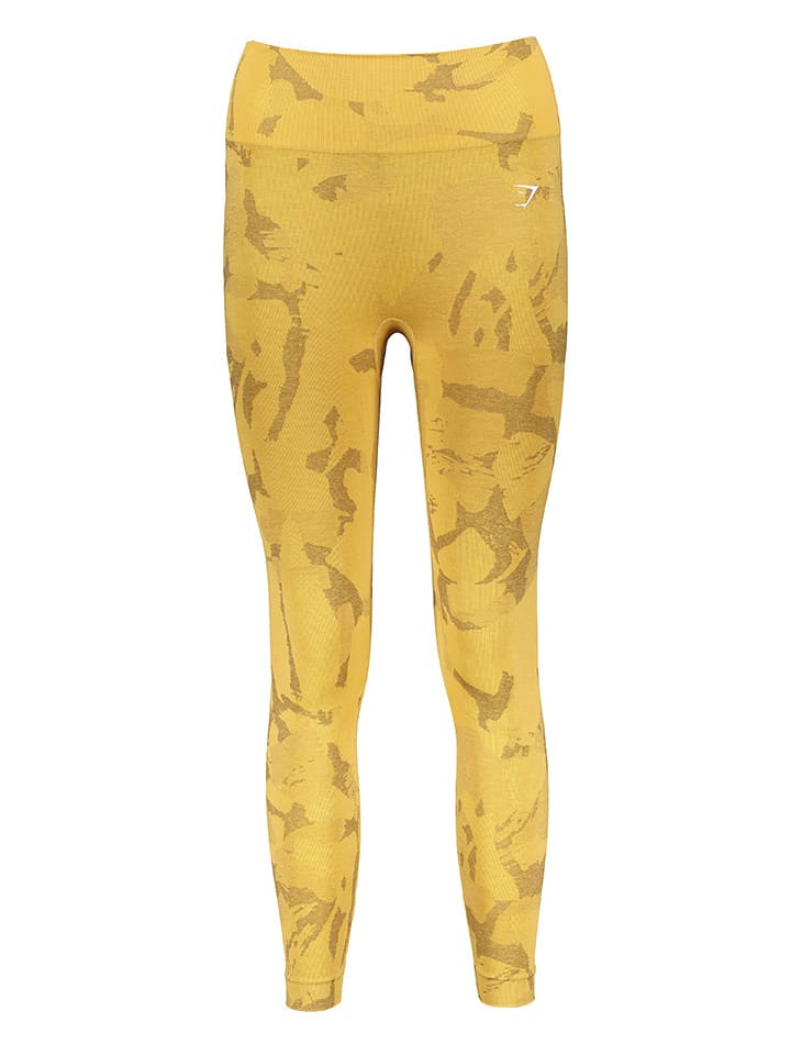 Gymshark Legginsy sportowe "Adapt Camo" w kolorze żółtym rozmiar: XL