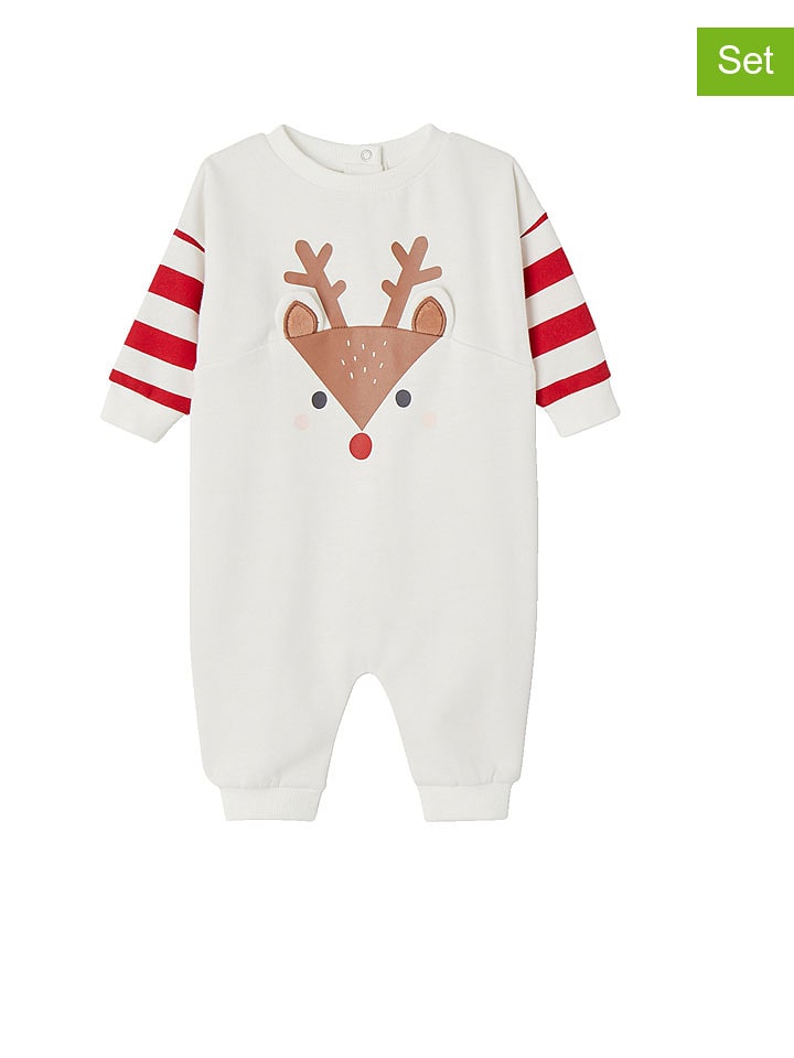 vertbaudet 2-częściowy zestaw w kolorze białym ze wzorem rozmiar: 80