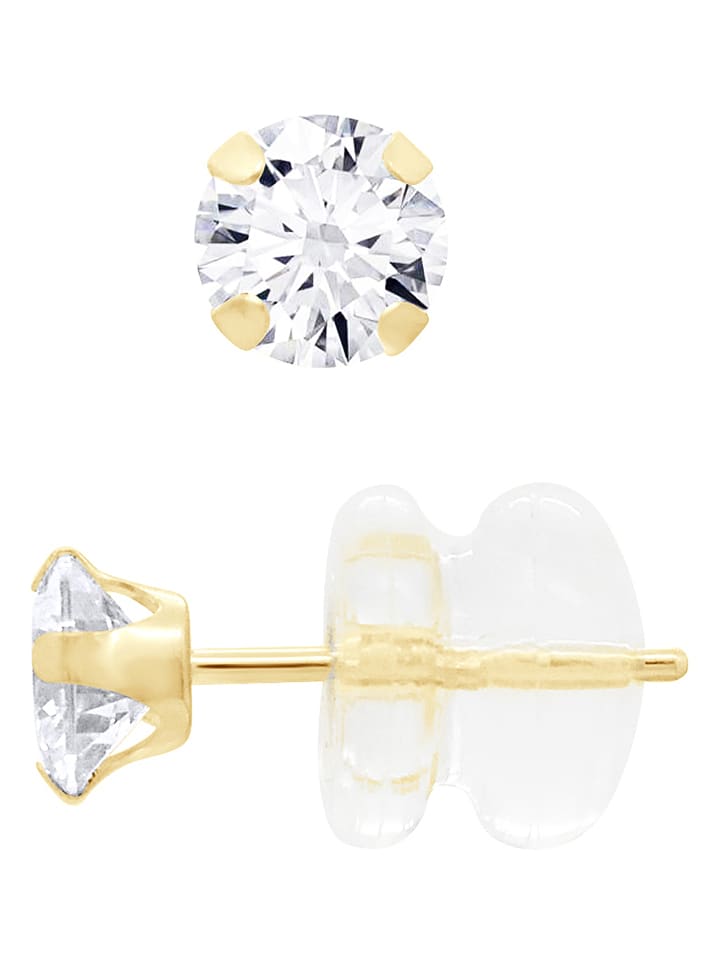 DYAMANT Złote kolczyki-wkrętki z cyrkoniami rozmiar: onesize