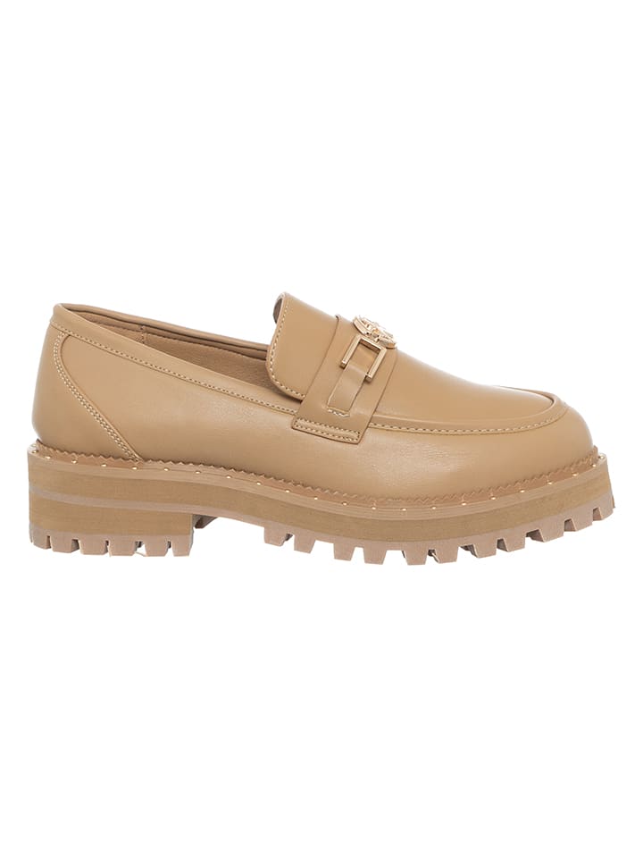 Patrizia Pepe Skórzane mokasyny w kolorze beżowym rozmiar: 37