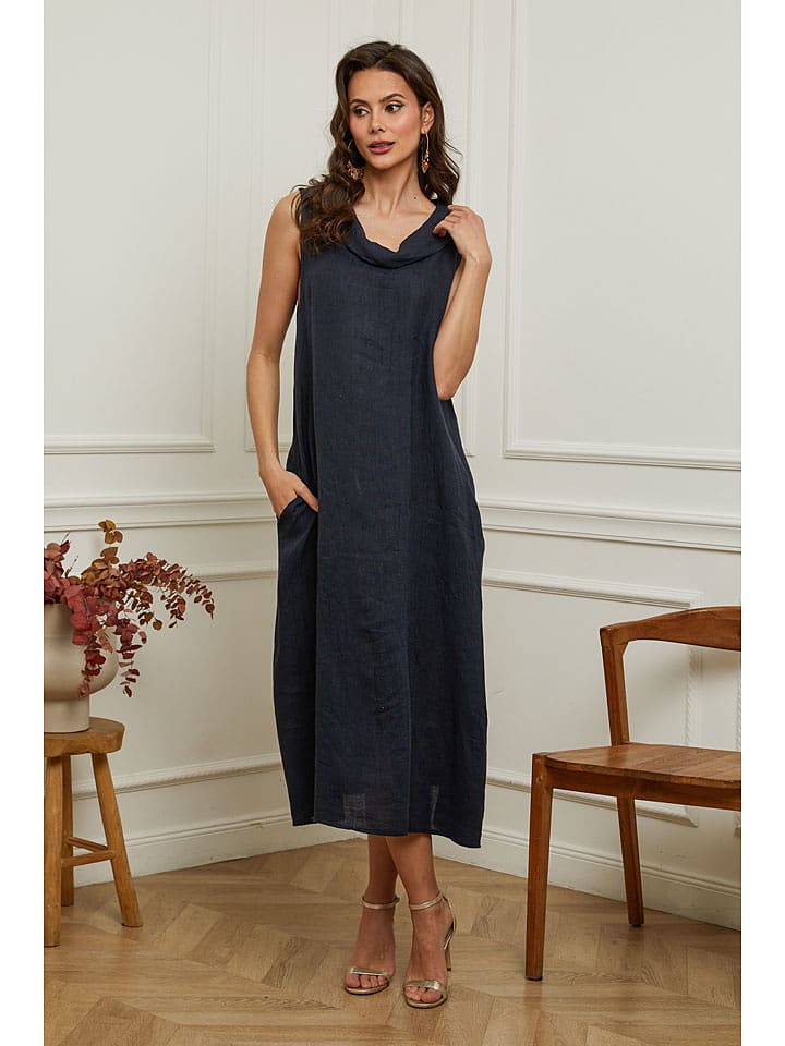 La Compagnie Du Lin Lniana sukienka "Imenn" w kolorze granatowym rozmiar: M