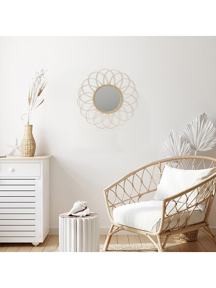 THE HOME DECO FACTORY Lustro ścienne w kolorze beżowym - Ø 56 cm rozmiar: onesize