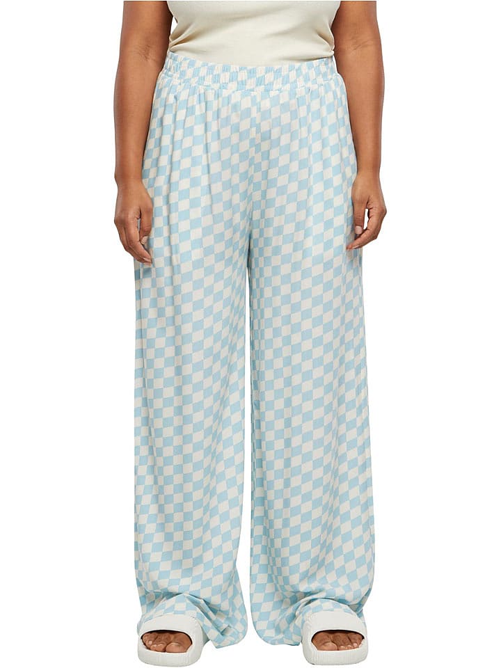 Urban Classics Spodnie w kolorze błękitno-białym rozmiar: L