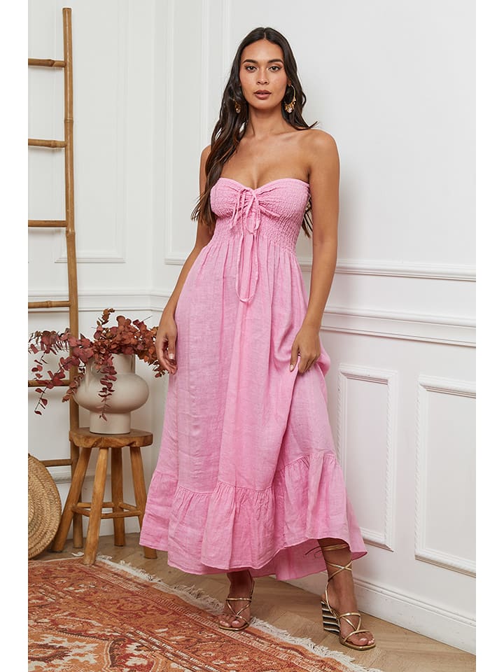 La Compagnie Du Lin Lniana sukienka w kolorze jasnoróżowym rozmiar: M