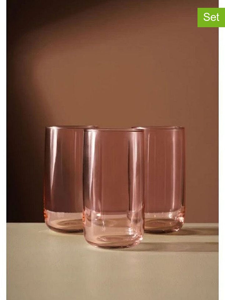 Violeta Home Szklanki (3 szt.) w kolorze jasnoróżowym - 365 ml rozmiar: onesize