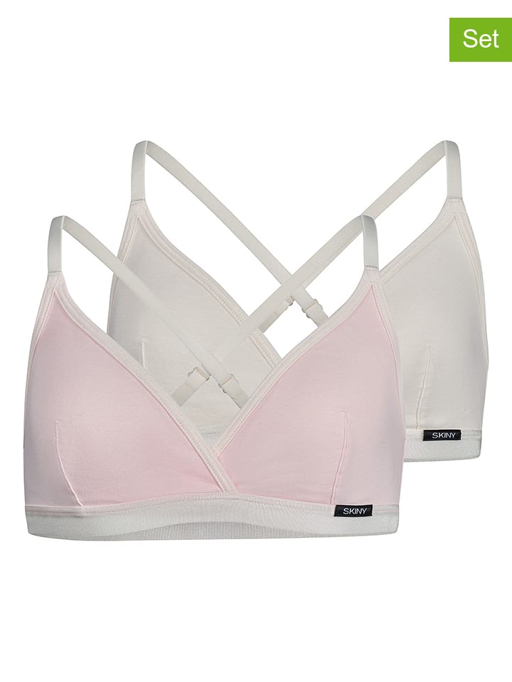 Skiny Topy (2 szt.) w kolorze białym i jasnoróżowym rozmiar: 164