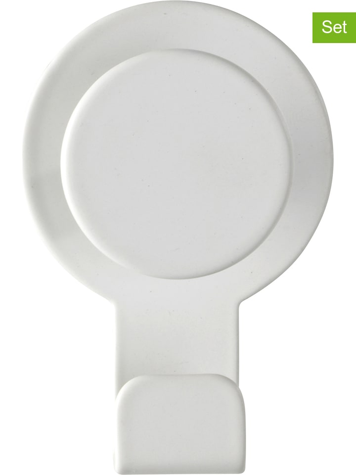 Wenko Haczyki ścienne (2 szt.) "Blandas" w kolorze białym - 5 x 7,5 x 2,5 cm rozmiar: onesize