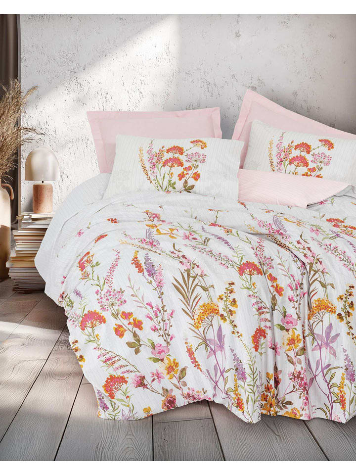 Mijolnir Komplet pościeli renforcé w kolorze biało-jasnoróżowym rozmiar: 240x220 cm