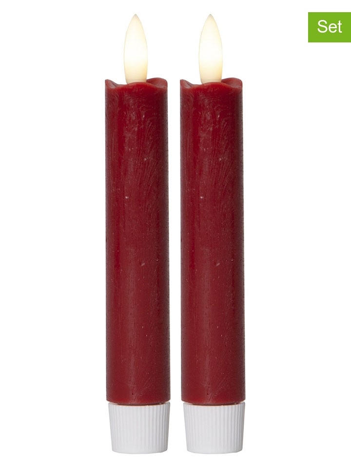 STAR Trading Świece LED (2 szt.) "Flamme" w kolorze czerwonym - wys. 15 cm rozmiar: onesize