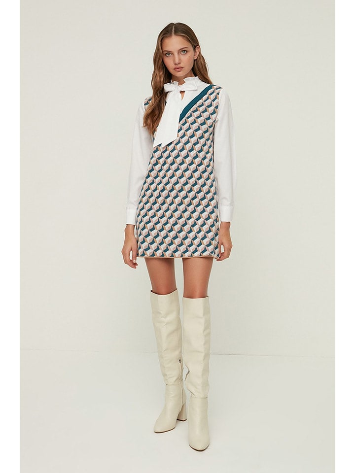 trendyol Sukienka w kolorze niebiesko-jasnoróżowo-białym rozmiar: M