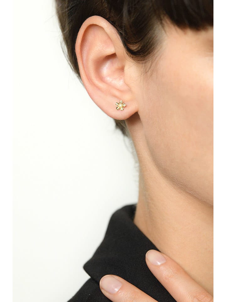 OR ÉCLAT Złote kolczyki-wkrętki "Mini fleurs" z cyrkoniami rozmiar: onesize