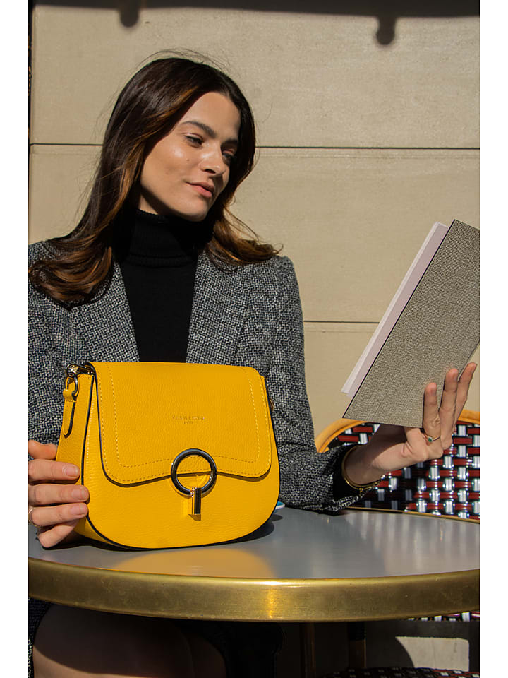 Victor & Hugo Paris Skórzana torebka "Silvia" w kolorze żółtym - 23 x 18 x 7 cm rozmiar: onesize