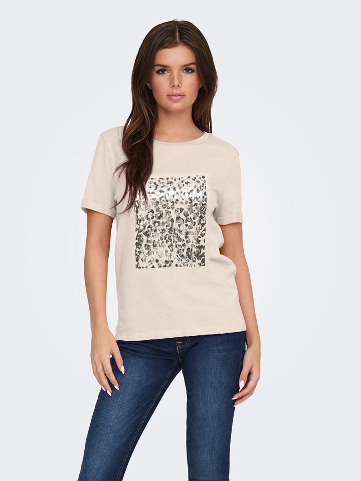 JDY Koszulka w kolorze beżowym rozmiar: M