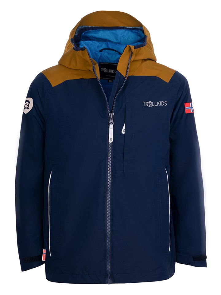 Trollkids Kurtka przeciwdeszczowa "Bergen" w kolorze granatowym rozmiar: 92