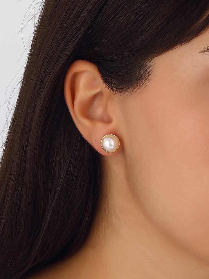 Nakkash Pozłacane kolczyki-wkrętki z perłami syntetycznymi rozmiar: onesize