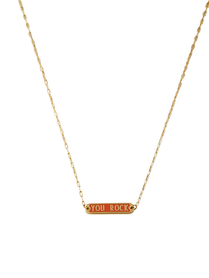 Design Letters Pozłacany naszyjnik "You Rock" - dł. 45 cm rozmiar: onesize