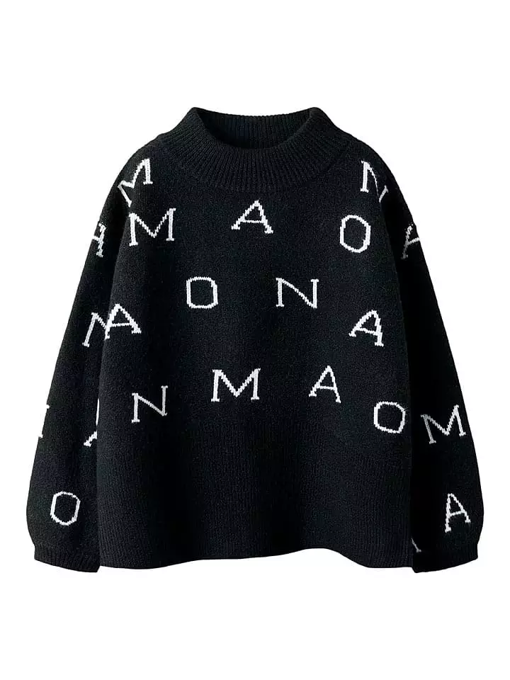 name it Sweter "Pneif" w kolorze czarno-białym rozmiar: 134/140