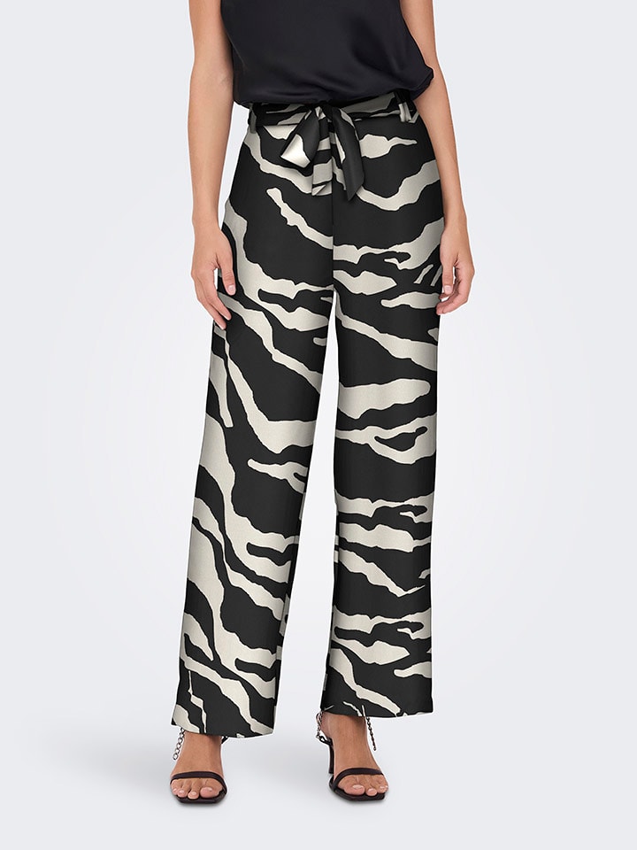 ONLY Spodnie "Nova" w kolorze czarno-beżowym rozmiar: 36