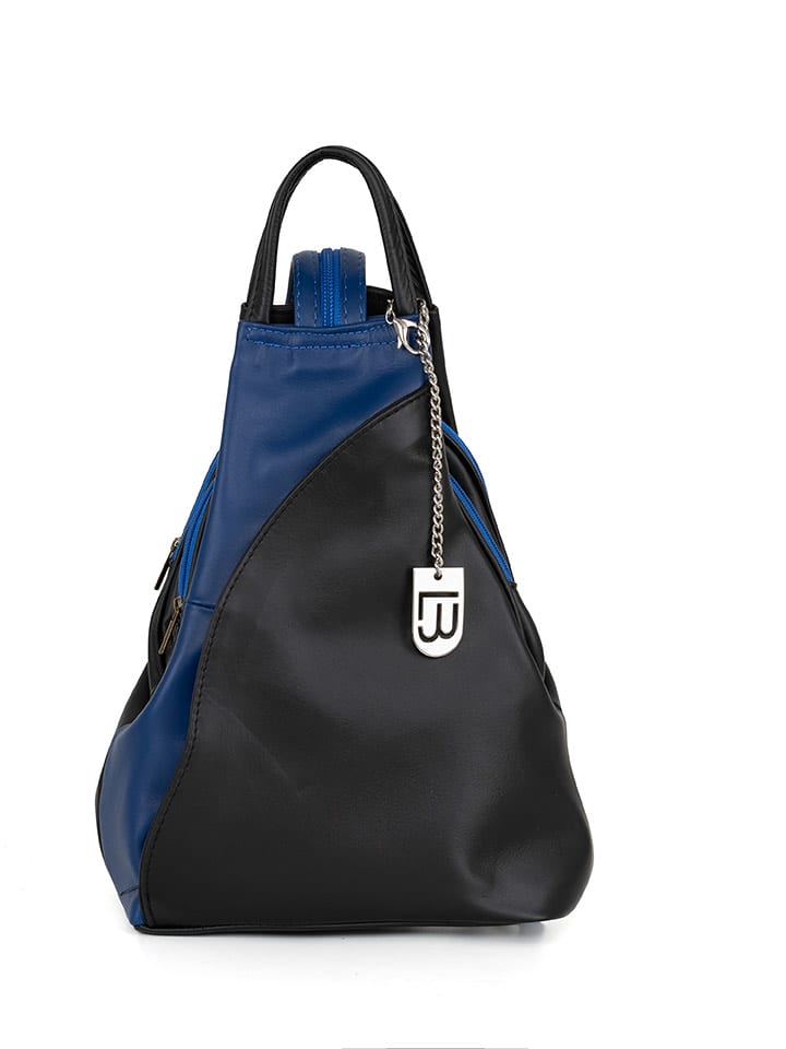 Lucca Baldi Skórzany plecak "Novara" w kolorze czarno-niebieskim - 29 x 34 x 13 cm rozmiar: onesize