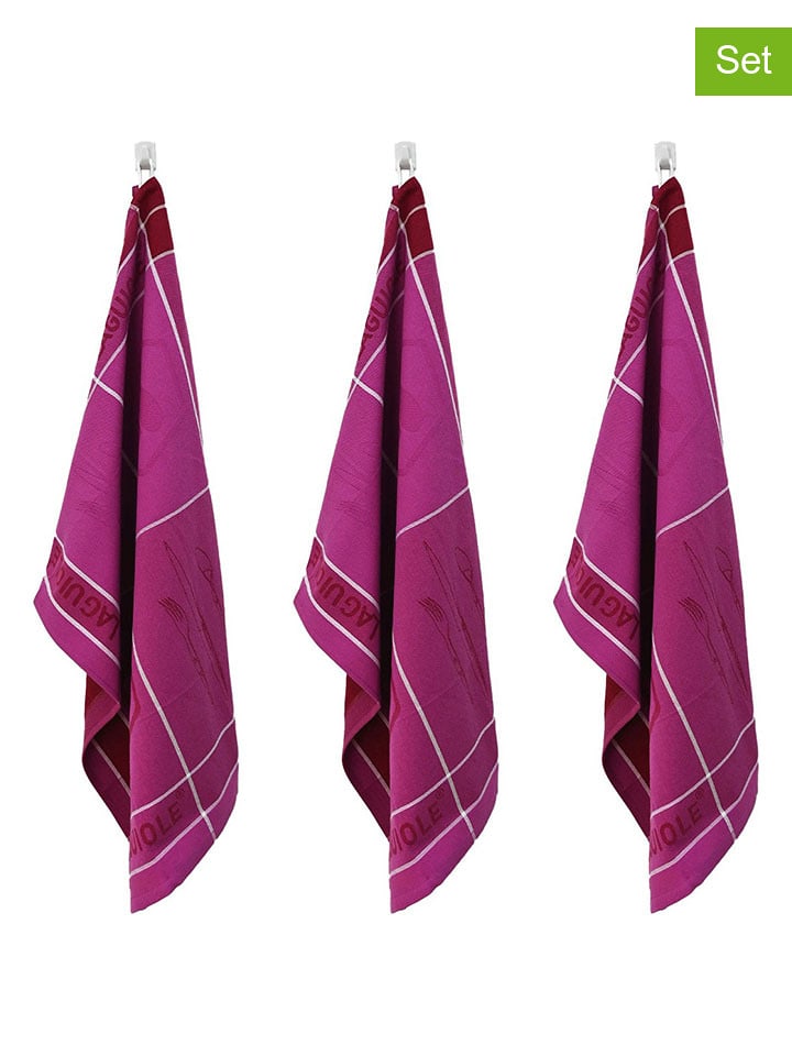 Laguiole Ściereczki (3 szt.) w kolorze fioletowym do naczyń - 70 x 50 cm rozmiar: onesize