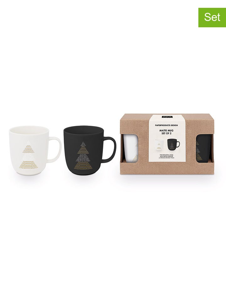 ppd Kubki jumbo (2 szt.) "Pure Christmas" w kolorze biało-czarnym - 400 ml rozmiar: onesize