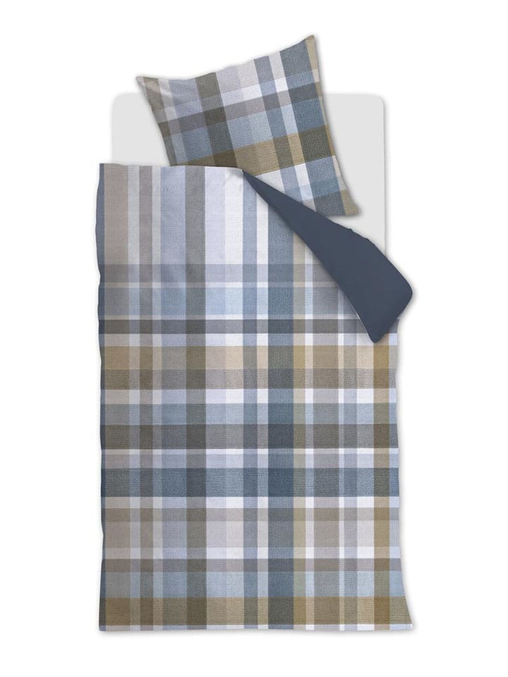 Beddinghouse Komplet pościeli "Eliott" w kolorze beżowo-niebieskim rozmiar: 155x220 cm