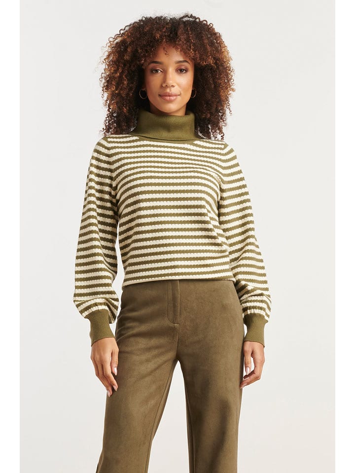 Smashed Lemon Sweter w kolorze oliwkowo-kremowym rozmiar: 3XL