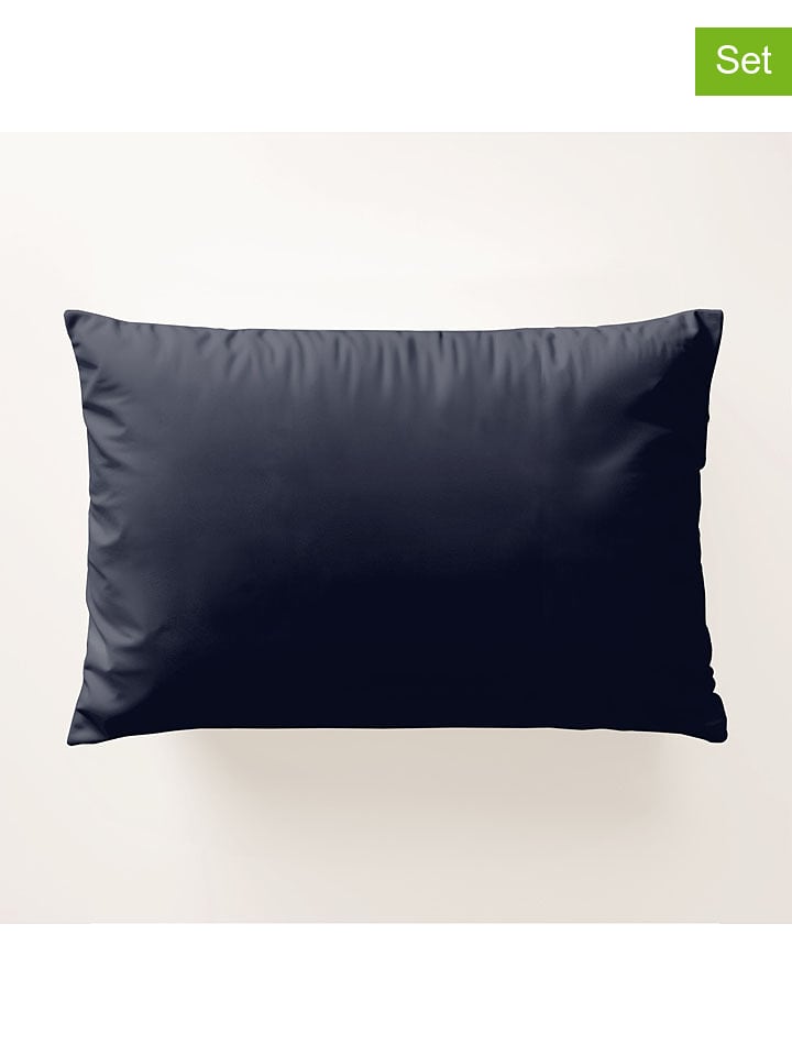 Pierre Cardin Perkalowe poszewki (2 szt.) w kolorze granatowym na poduszkę rozmiar: 50x80 cm